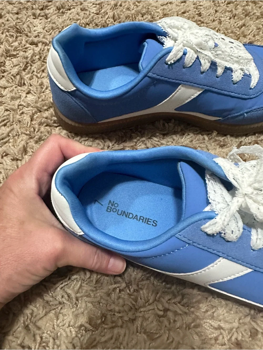 No Boundaries Blue and White Lace-Up Sneakers